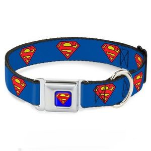 Buckle-Down Blue Superman Shield Dog Collar Size Small
